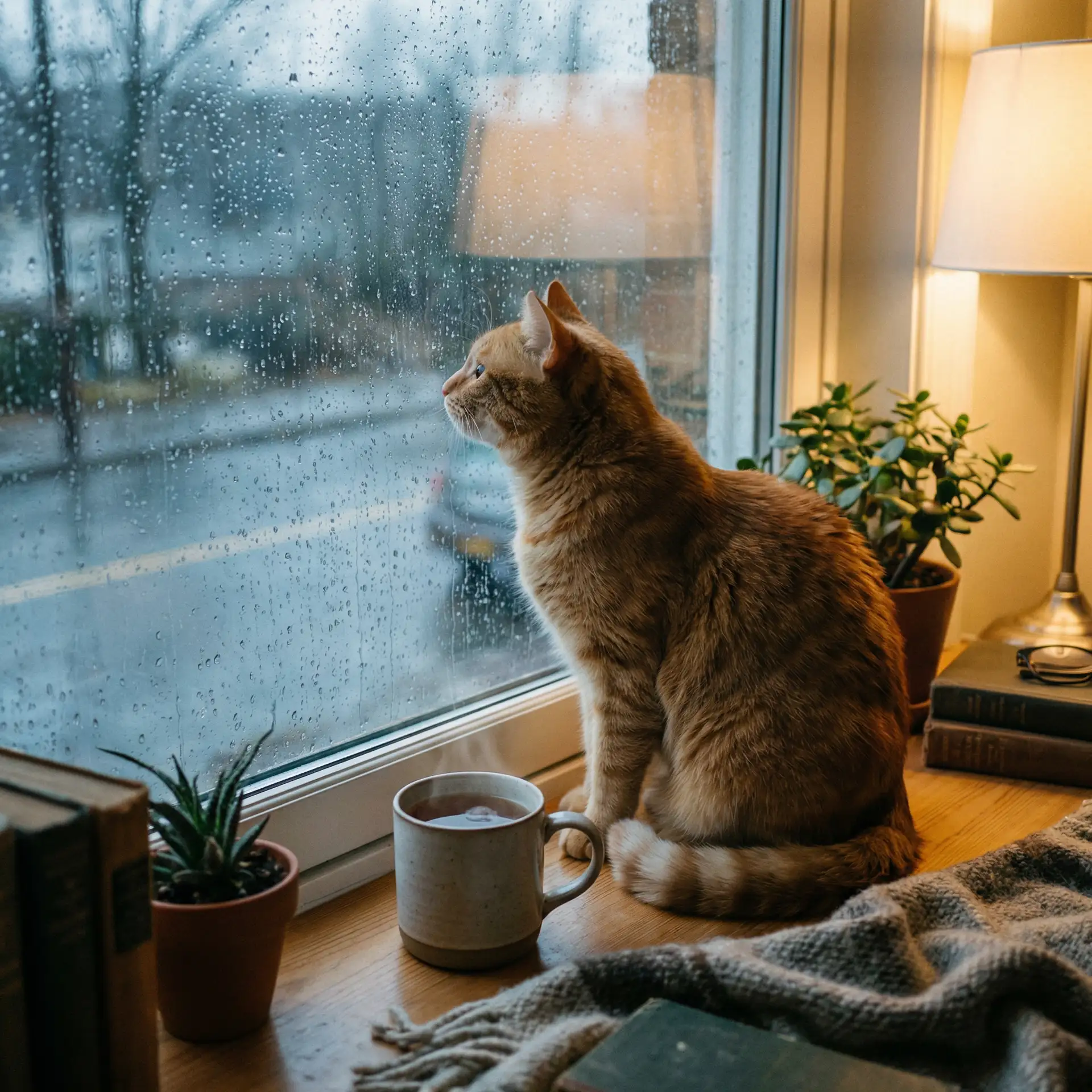 猫咪望着窗外的雨 - 传奇私服双挂